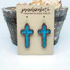 Turquoise Print Cross - Earrings or Necklace