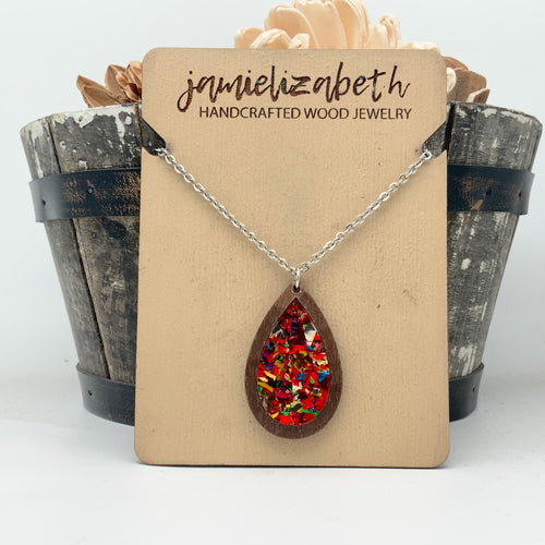 Red Confetti Acrylic Teardrops & Bars (Vault)