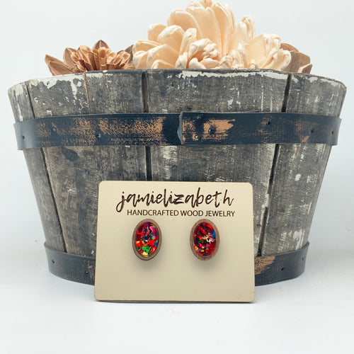 Red Confetti Acrylic Teardrops & Bars (Vault)