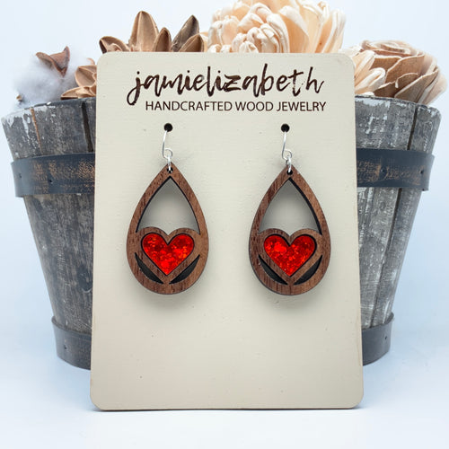 Heart on Fire Acrylic - Earrings or Necklace