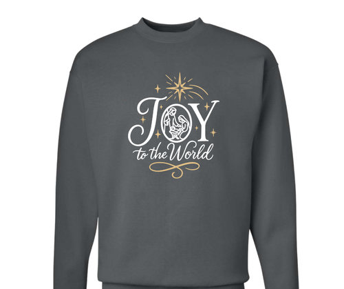 Joy to the World Hanes Unisex Long Sleeve Sweatshirt - Dark Grey