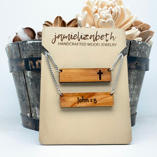 Salvaged Guadalupe River Cypress Wood - Cross - Bar Necklace