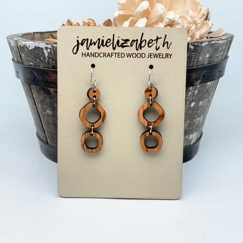 Olivewood Geo Drops - Earrings or Necklace (Vault)