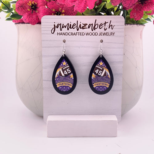 Personalized football earrings school color example