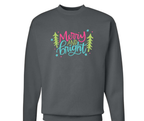 Merry & Bright Hanes Unisex Long Sleeve Sweatshirt - Dark Grey
