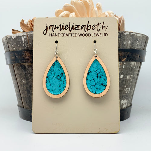 Turquoise Print Acrylic Teardrops (Vault)