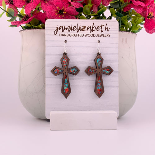 Divine Cross with Red and Teal Acrylic