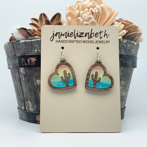 Sunrise Cactus Hearts - Earrings
