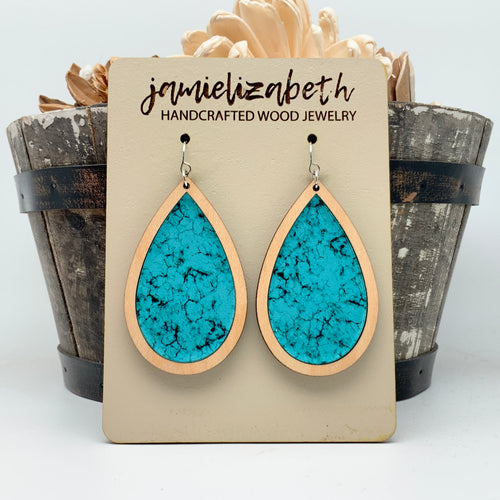 Turquoise Print Acrylic Teardrops (Vault)