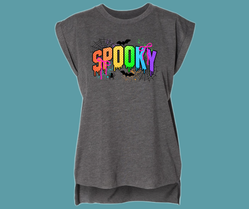 Spooky Neon Flowy Tee Cap Sleeve