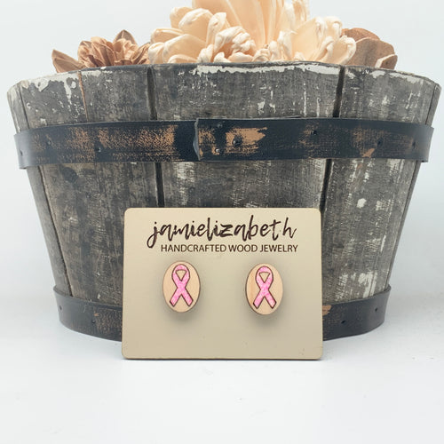 Breast Cancer Awareness Ribbon Studs (Vault)
