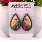 Wildflowers Wood Teardrop Earrings | Grain & Grace