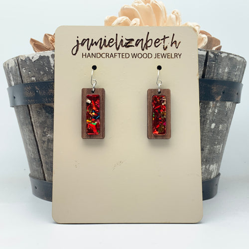 Red Confetti Acrylic Teardrops & Bars (Vault)
