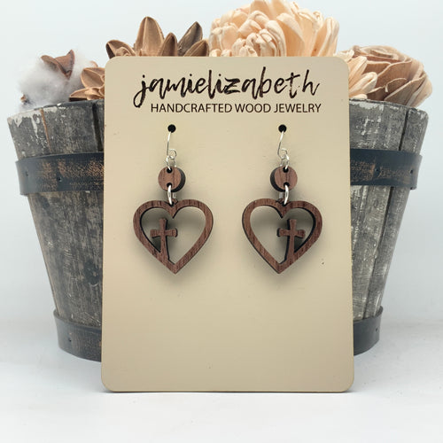 Heart Cross Hoops - Earrings