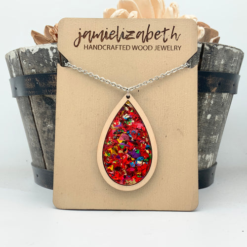 Red Confetti Acrylic Teardrops & Bars (Vault)