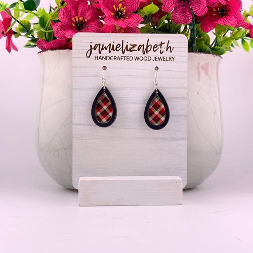 Berry Cozy Plaid Earrings
