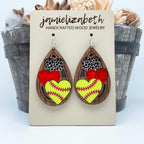 Triple Heart Softball Teardrops - Earrings
