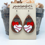 Triple Heart Baseball Teardrops - Earrings