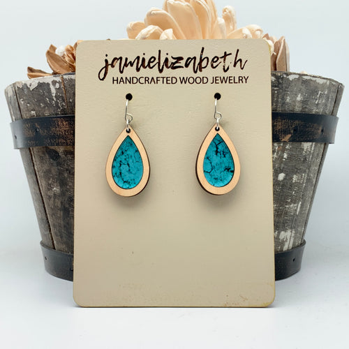 Turquoise Print Acrylic Teardrops (Vault)