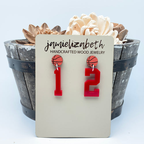 Personalized Number Basketball - Earrings