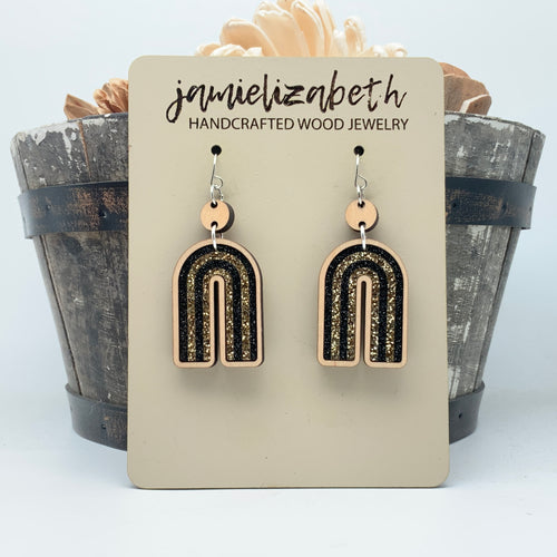 Black & Gold Rainbows - Earrings