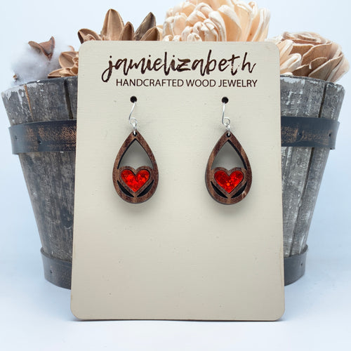 Heart on Fire Acrylic - Earrings or Necklace