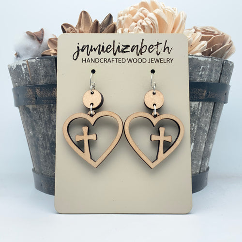 Heart Cross Hoops - Earrings