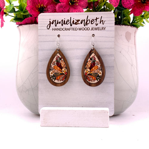 Gobble and Grace Turkey Teardrop Earrings