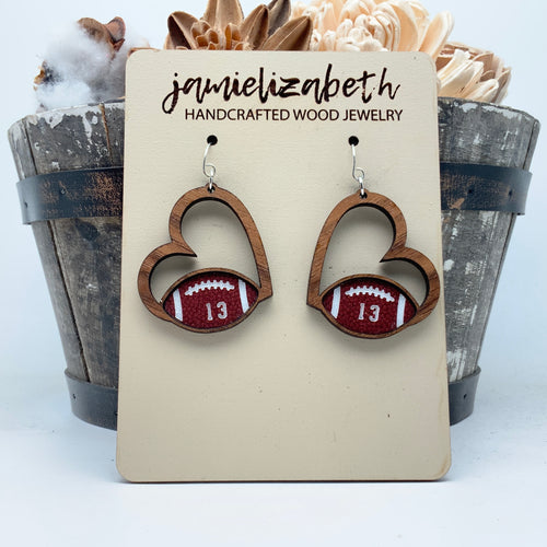 Football Hearts (can be customized) - Earrings