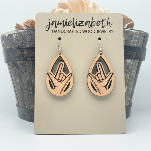 Deaf Awareness - I Love You Sign - Earrings