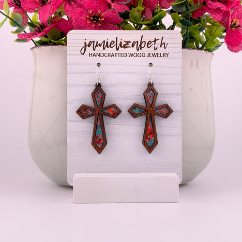 Divine Cross with Red and Teal Acrylic