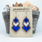 Blue and White Diamond Drop and Rainbow - Earrings
