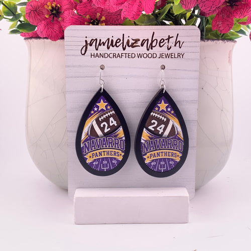 Custom football spirit earrings in school colors