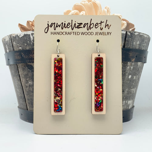 Red Confetti Acrylic Teardrops & Bars (Vault)
