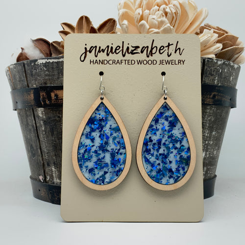 Blue and White Fleck - Earrings