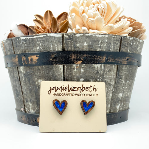 Deep Blue Mended Heart - Earrings