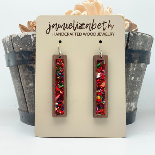 Red Confetti Acrylic Teardrops & Bars (Vault)