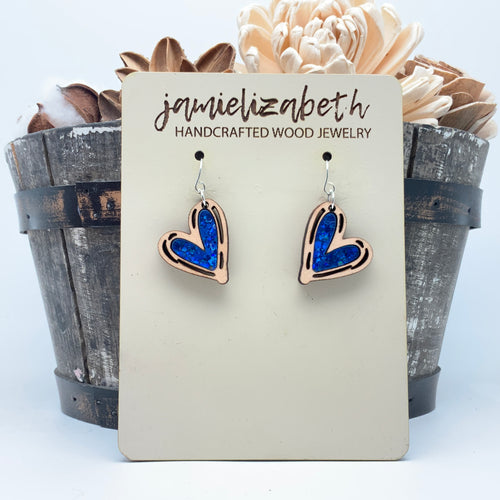 Deep Blue Mended Heart - Earrings