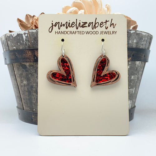 Fire Red Acrylic Hand-Drawn Hearts (Vault)