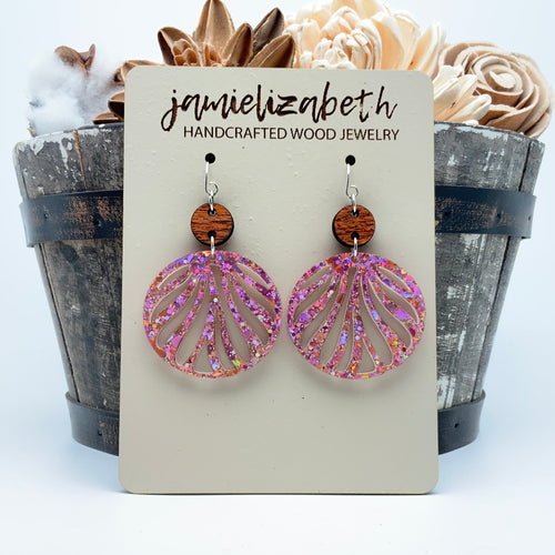 Pink Sparkle Shell Drop - Earrings (Vault)
