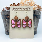 Petal Flutter Pink Butterfly - Earrings