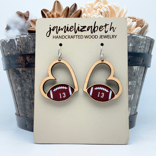 Football Hearts (can be customized) - Earrings