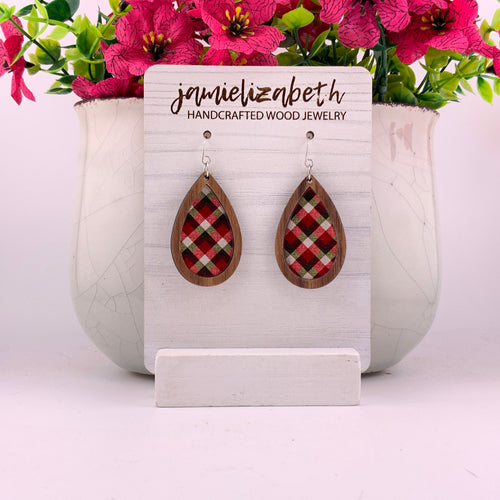 Berry Cozy Plaid Earrings