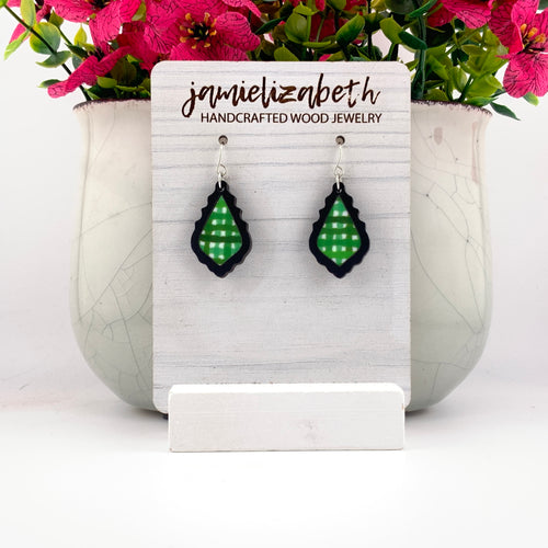 Green and White Plaid Chandeliers