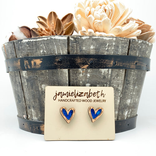 Deep Blue Mended Heart - Earrings
