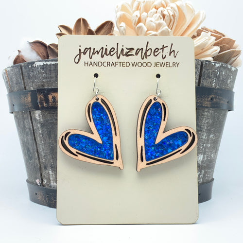 Deep Blue Mended Heart - Earrings