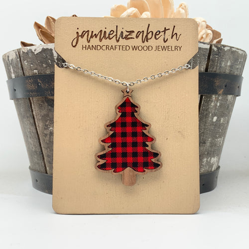 Buffalo Plaid Christmas Tree - Earrings or Necklace (Vault)