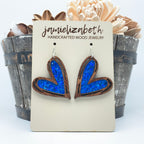 Deep Blue Mended Heart - Earrings