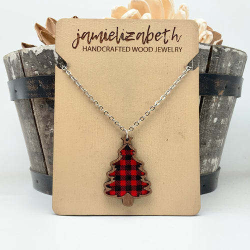 Buffalo Plaid Christmas Tree - Earrings or Necklace (Vault)