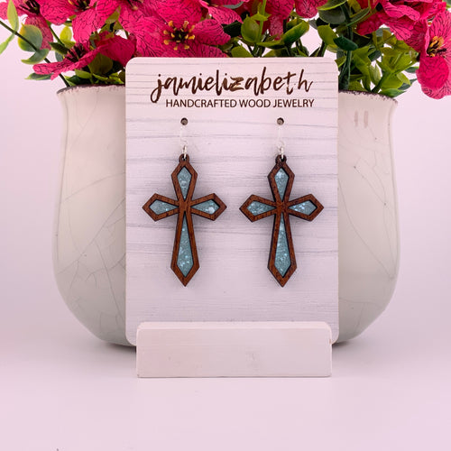 Divine Cross with Heavenly Blue Acrylic